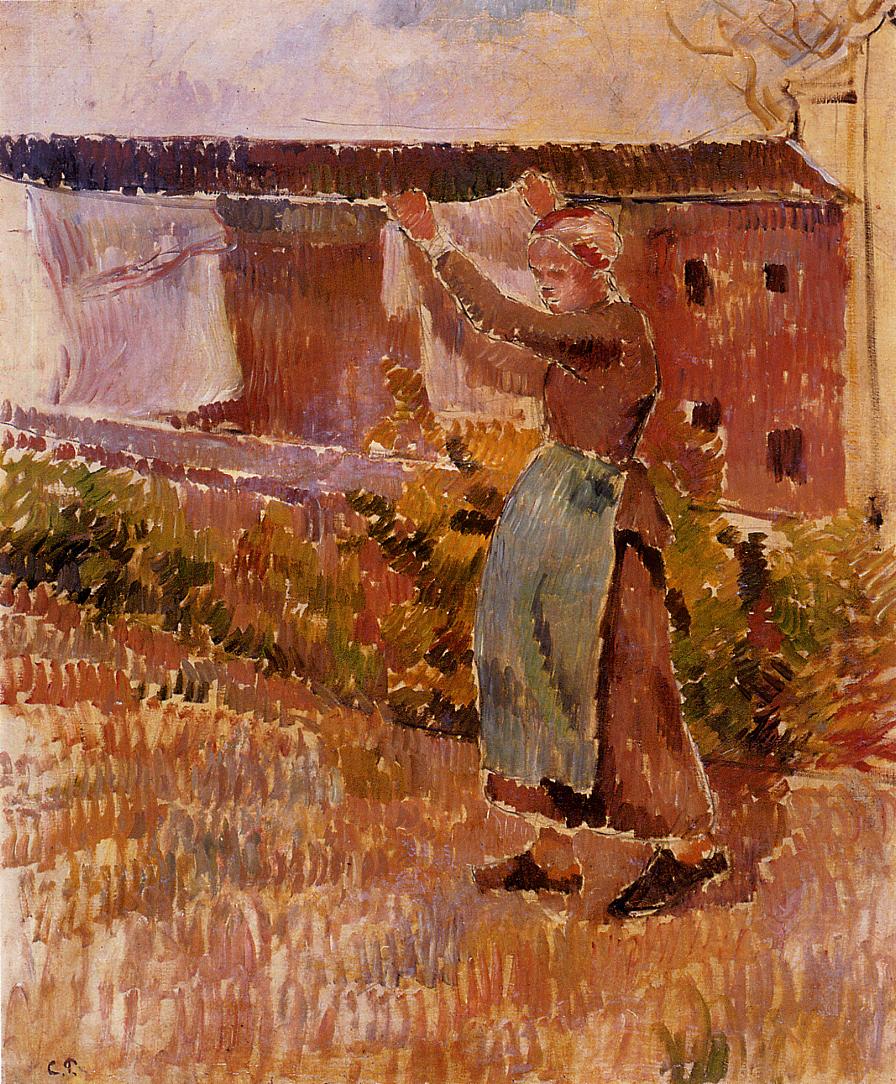 Women Tending the Laundry (study) (1887) - Camille Pissarro Tablo