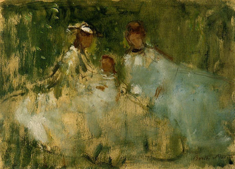 Women and Little Girls in a Natural Setting - Berthe Morisot Tablo