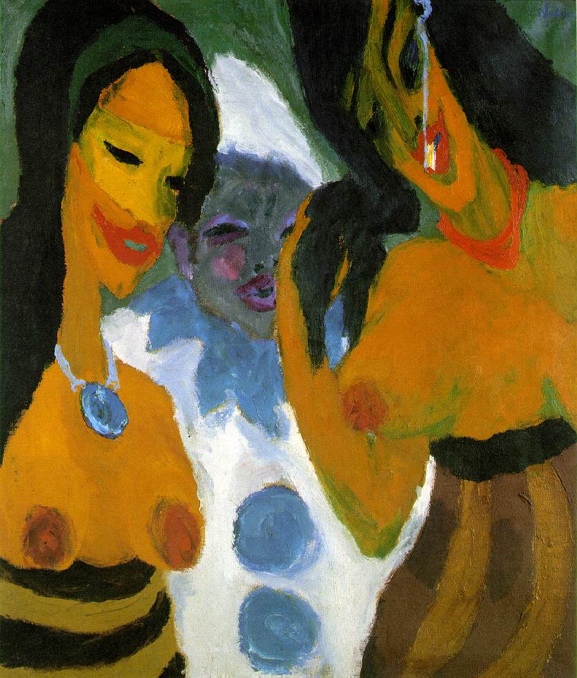 Women and Pierrot (1917) - Emil Nolde Tablo