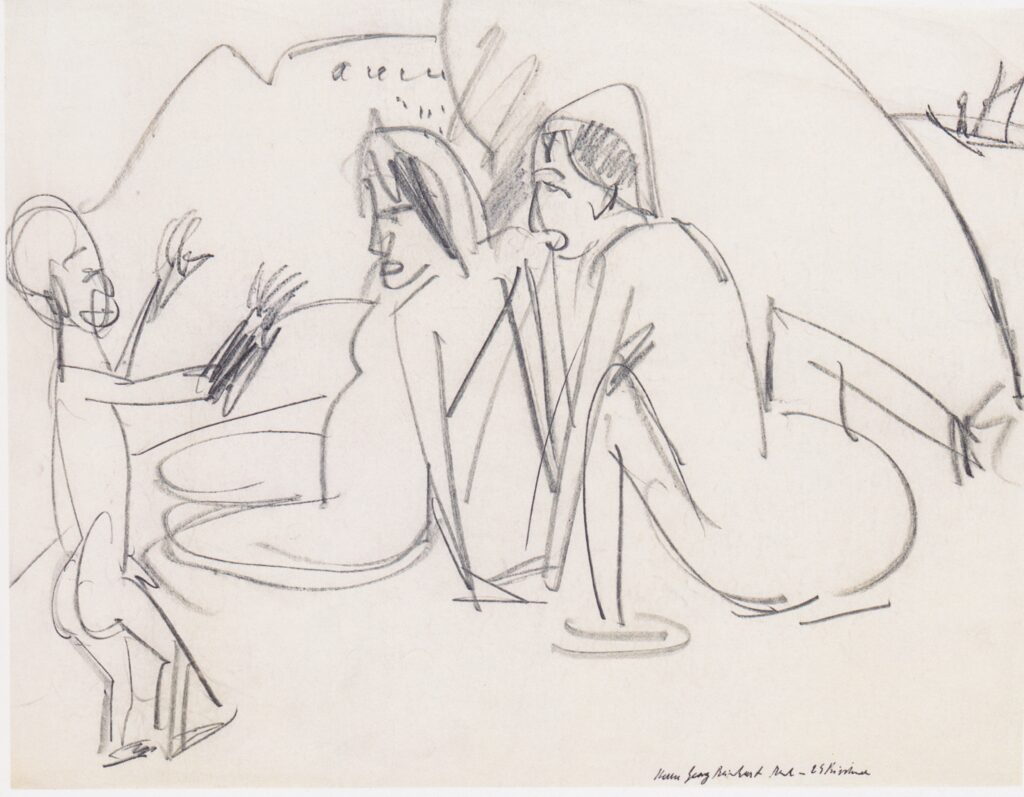 Women and Sculptures on the Beach (1912) - Ernst Ludwig Kirchner Tablo