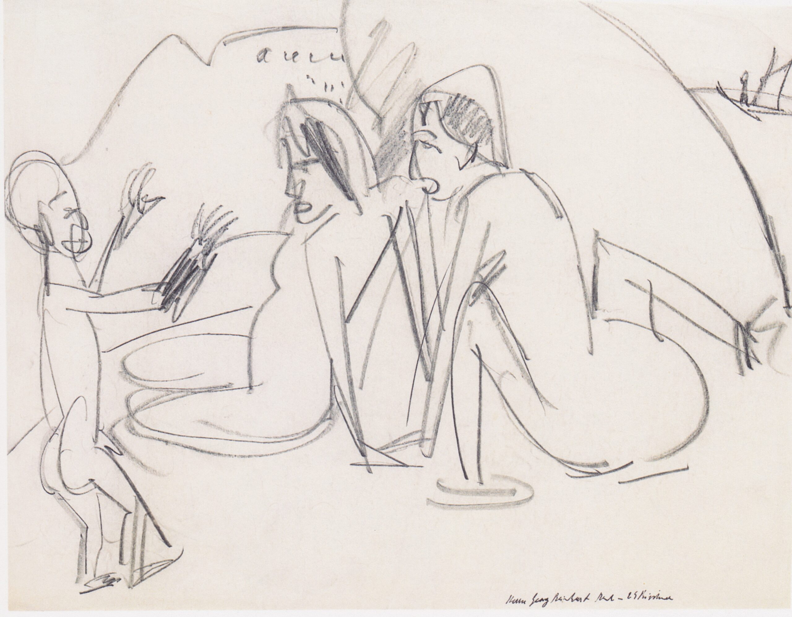 Women and Sculptures on the Beach (1912) - Ernst Ludwig Kirchner Tablo