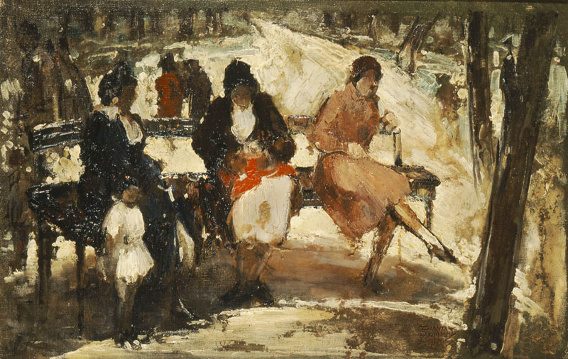 Women in the Royal Gardens (1937) - Theophrastos Triantafyllidis Tablo