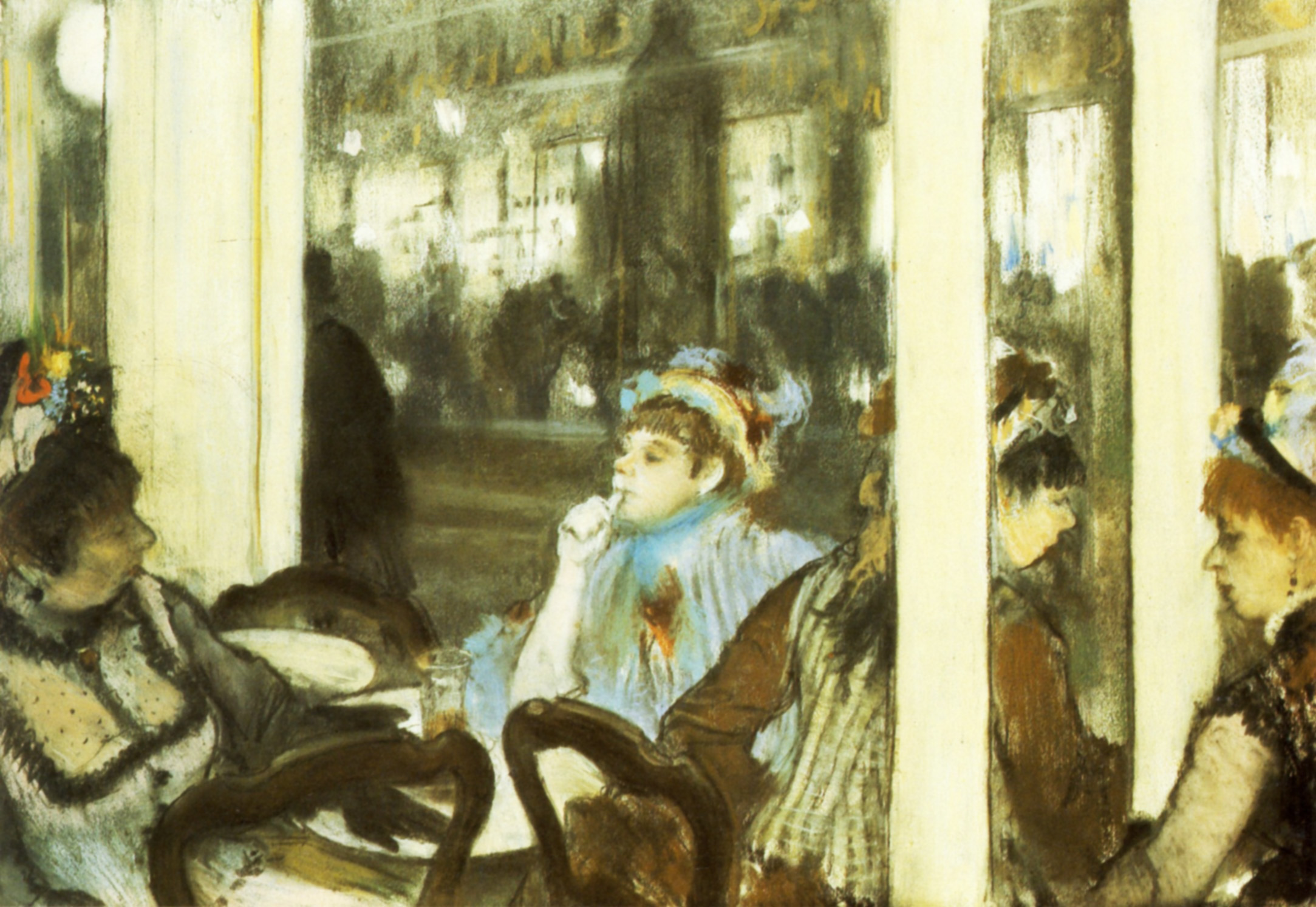 Women on a Cafe Terrace (1877) - Edgar Degas Tablo