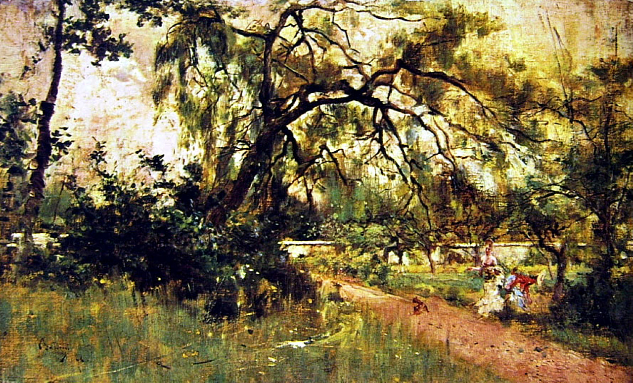 Women's Figures in the Park (1875) - Giovanni Boldini Tablo