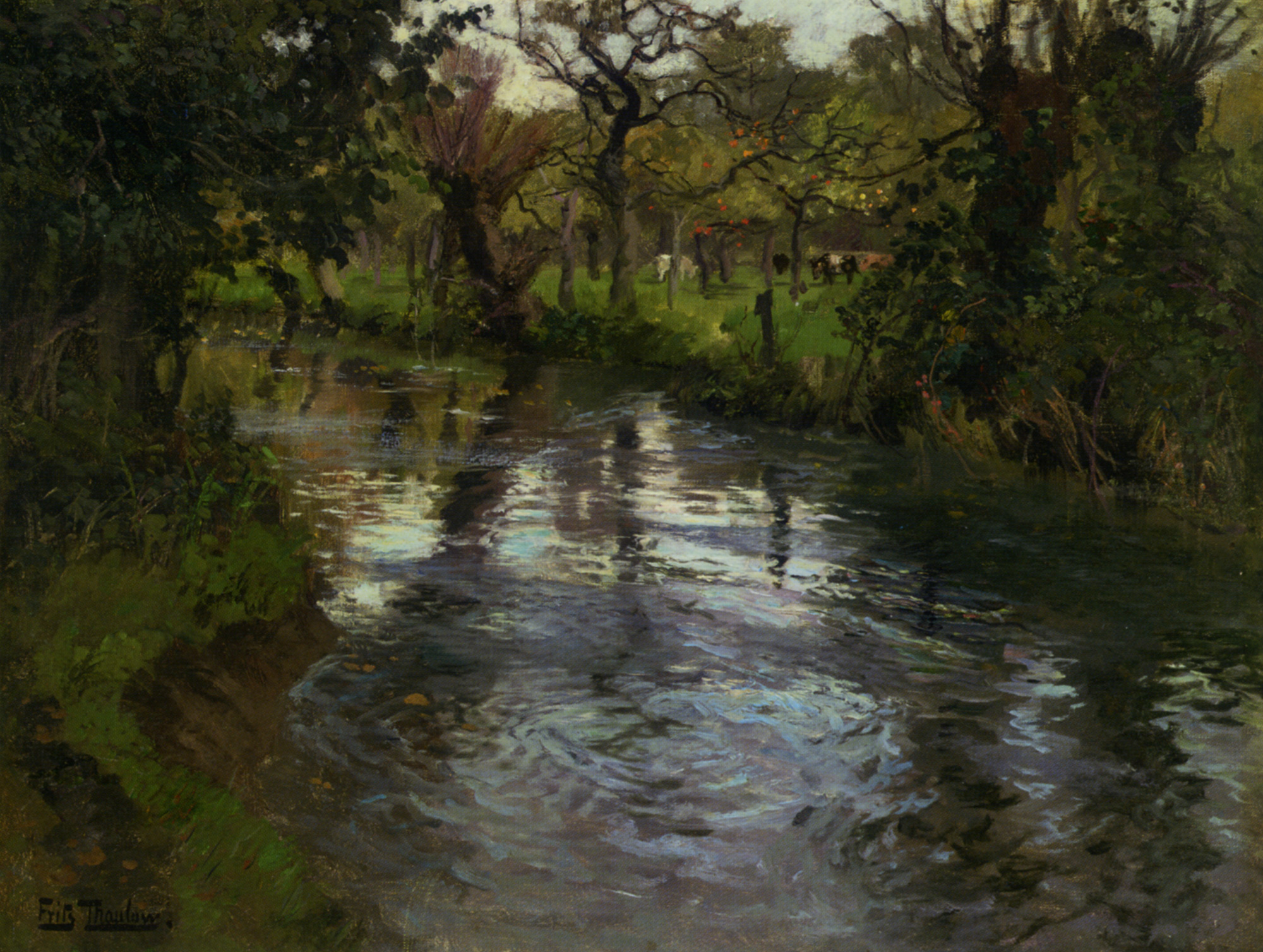 Woodland Scene with a River - Frits Thaulow Tablo