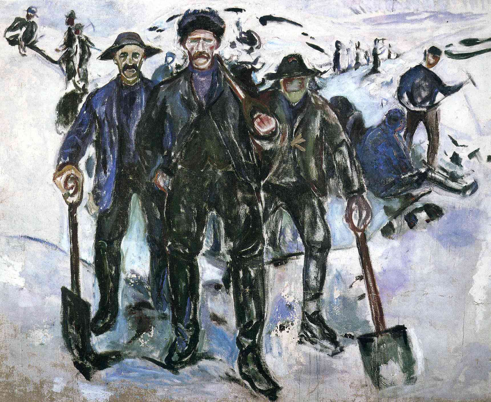 Workers in the Snow (1913) - Edvard Munch Tablo
