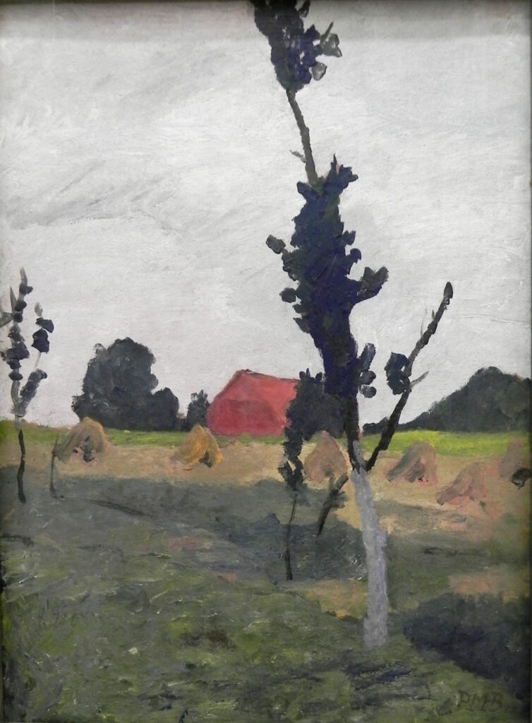 Worpsweder Landscape with Red House (1900) - Paula Modersohn-Becker Tablo