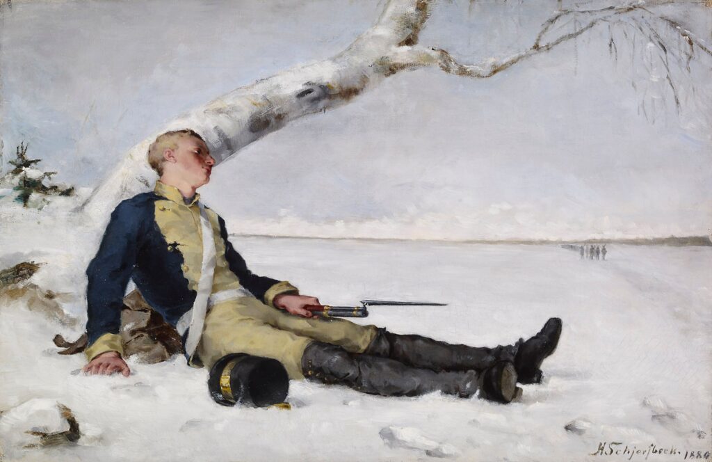 Wounded Warrior in the Snow (1880) - Helene Schjerfbeck Tablo