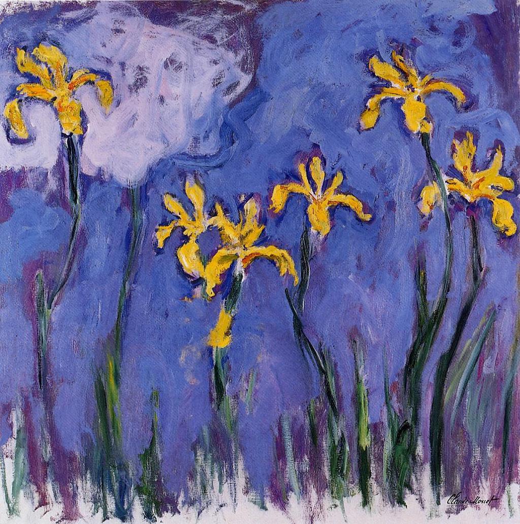 Yellow Irises with Pink Cloud (1914) - Claude Monet Tablo