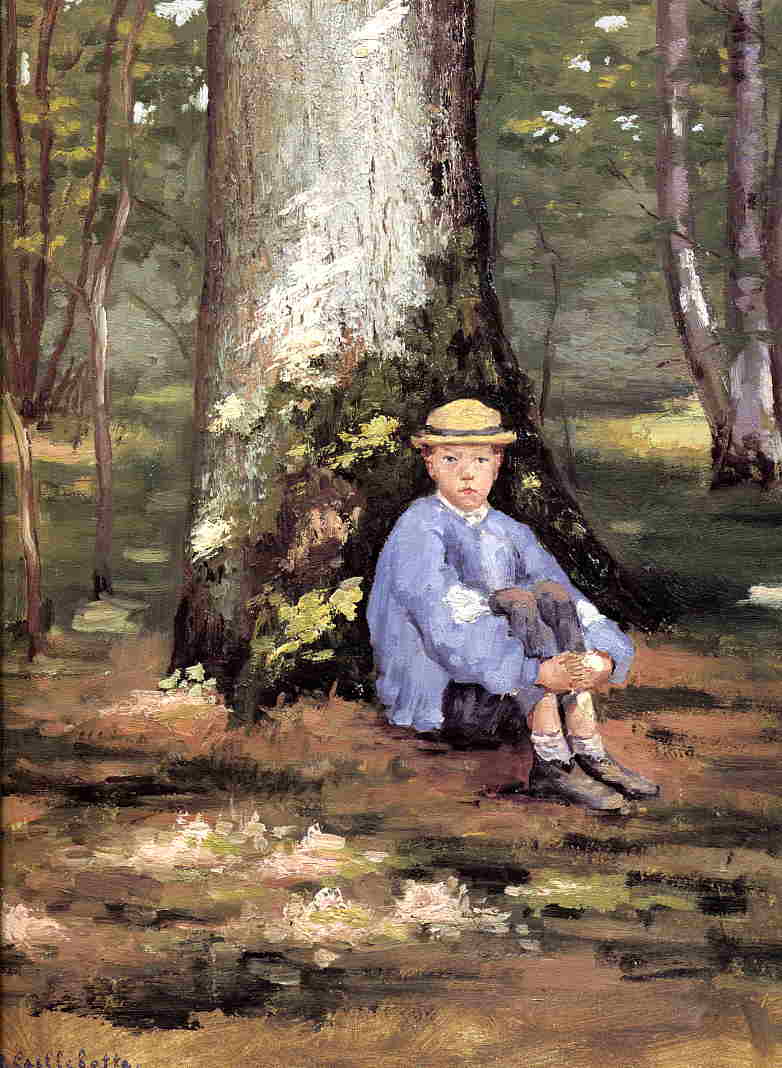 Yerres, Camille Daurelle under an Oak Tree (1871) - Gustave Caillebotte Tablo