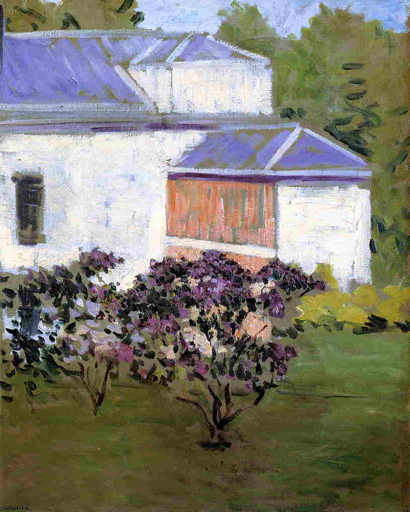 Yerres, Part of the South Façade of the Casin (1871) - Gustave Caillebotte Tablo