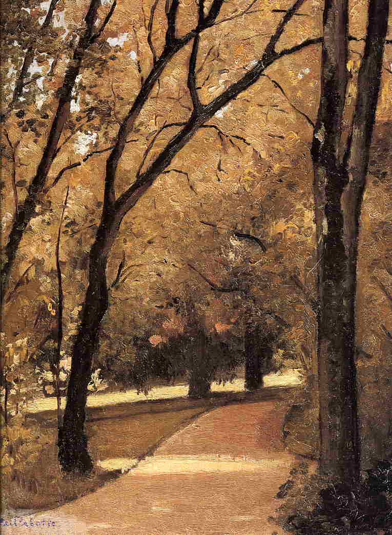 Yerres, Path Through the Old Growth Woods in the Park (1871) - Gustave Caillebotte Tablo