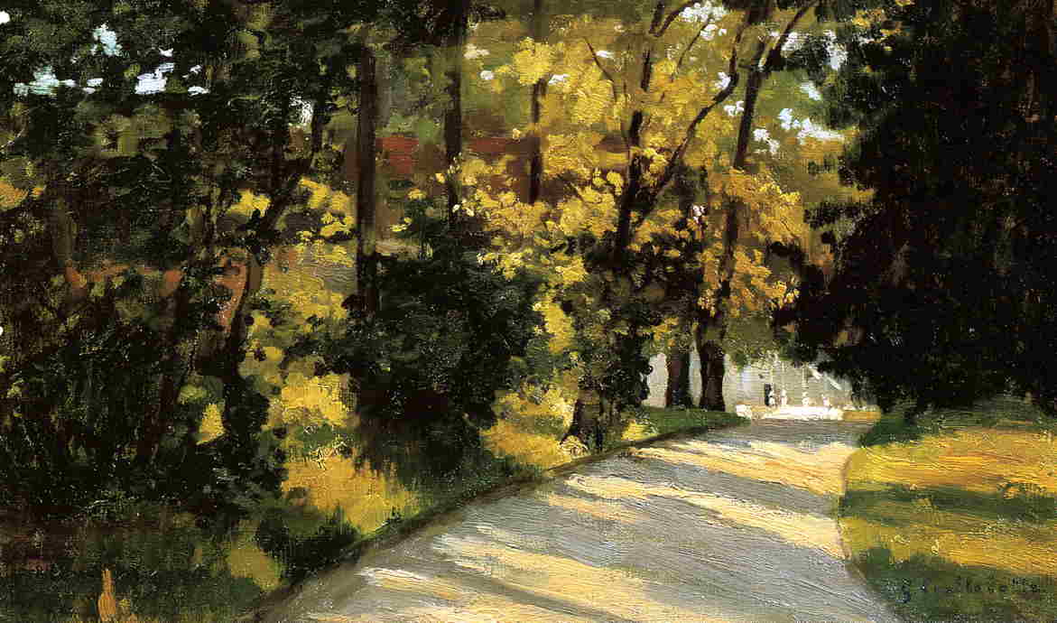 Yerres, Path Through the Woods in the Park (1871) - Gustave Caillebotte Tablo