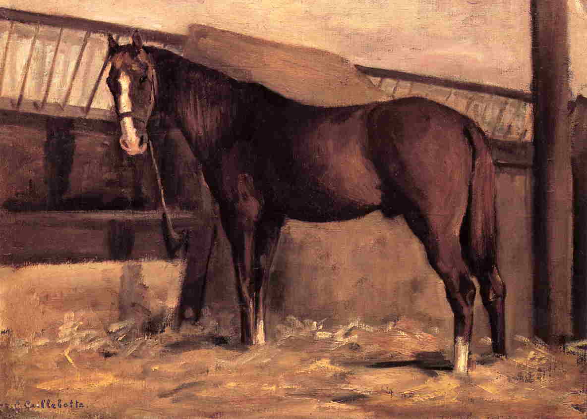 Yerres, Reddish Bay Horse in the Stable (1871) - Gustave Caillebotte Tablo