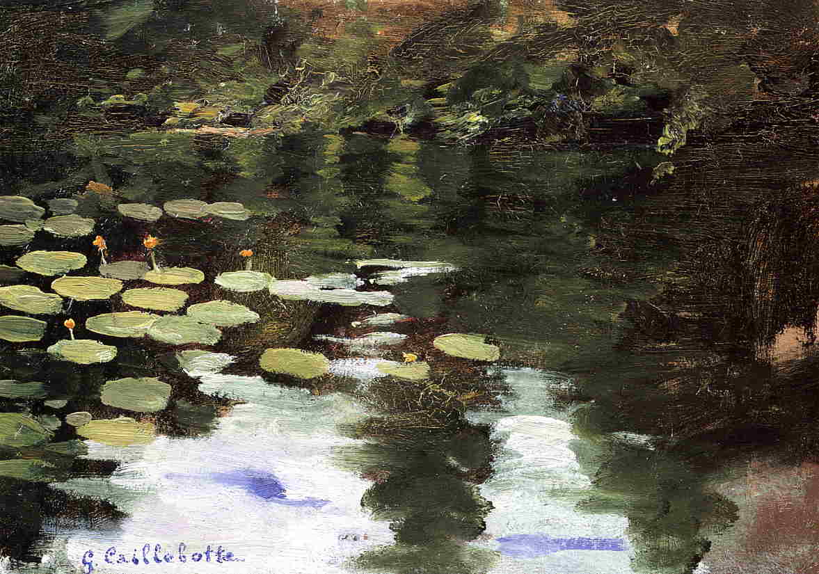 Yerres, on the Pond, Water Lilies (1871) - Gustave Caillebotte Tablo