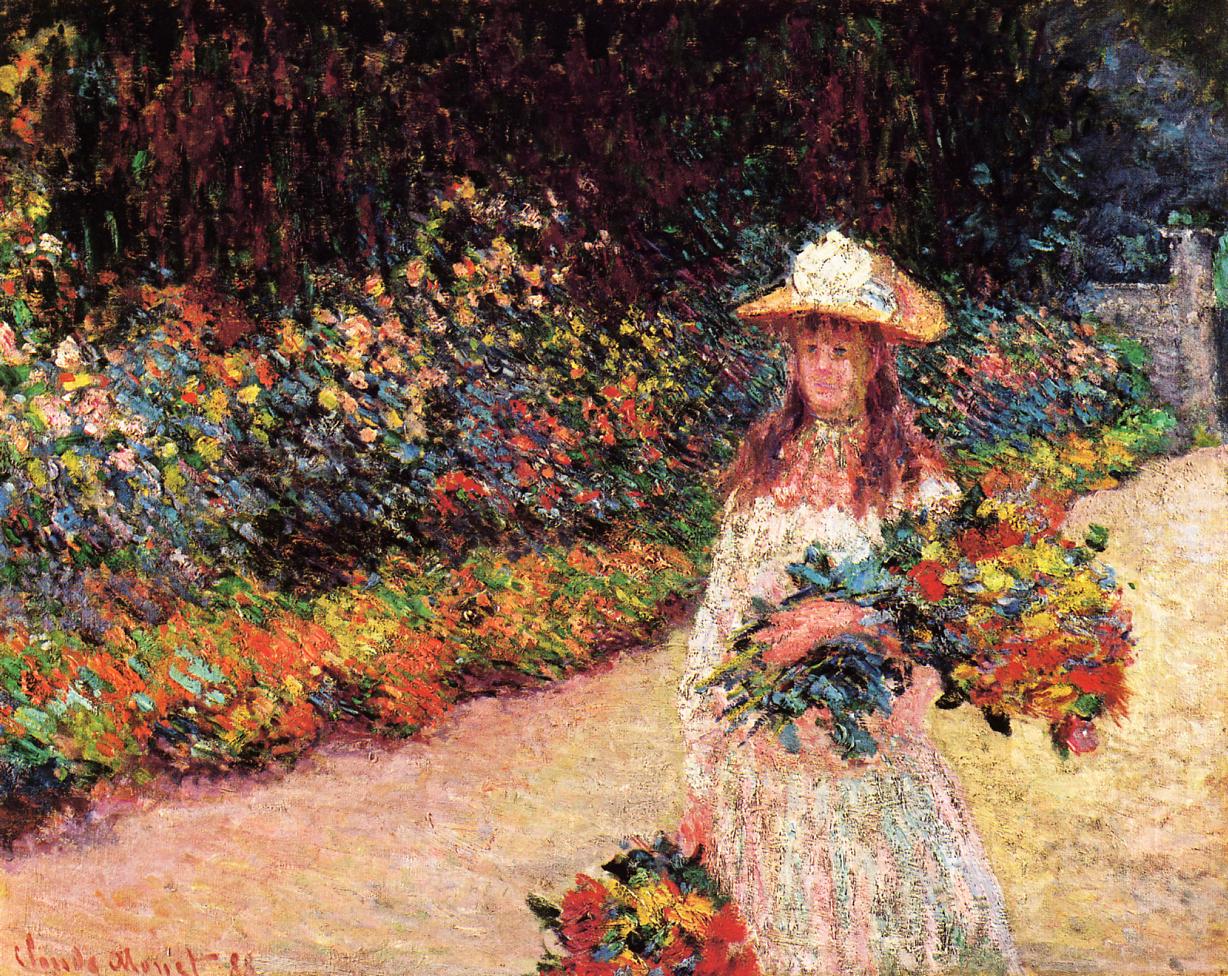 Young Girl in the Garden at Giverny (1888) - Claude Monet Tablo
