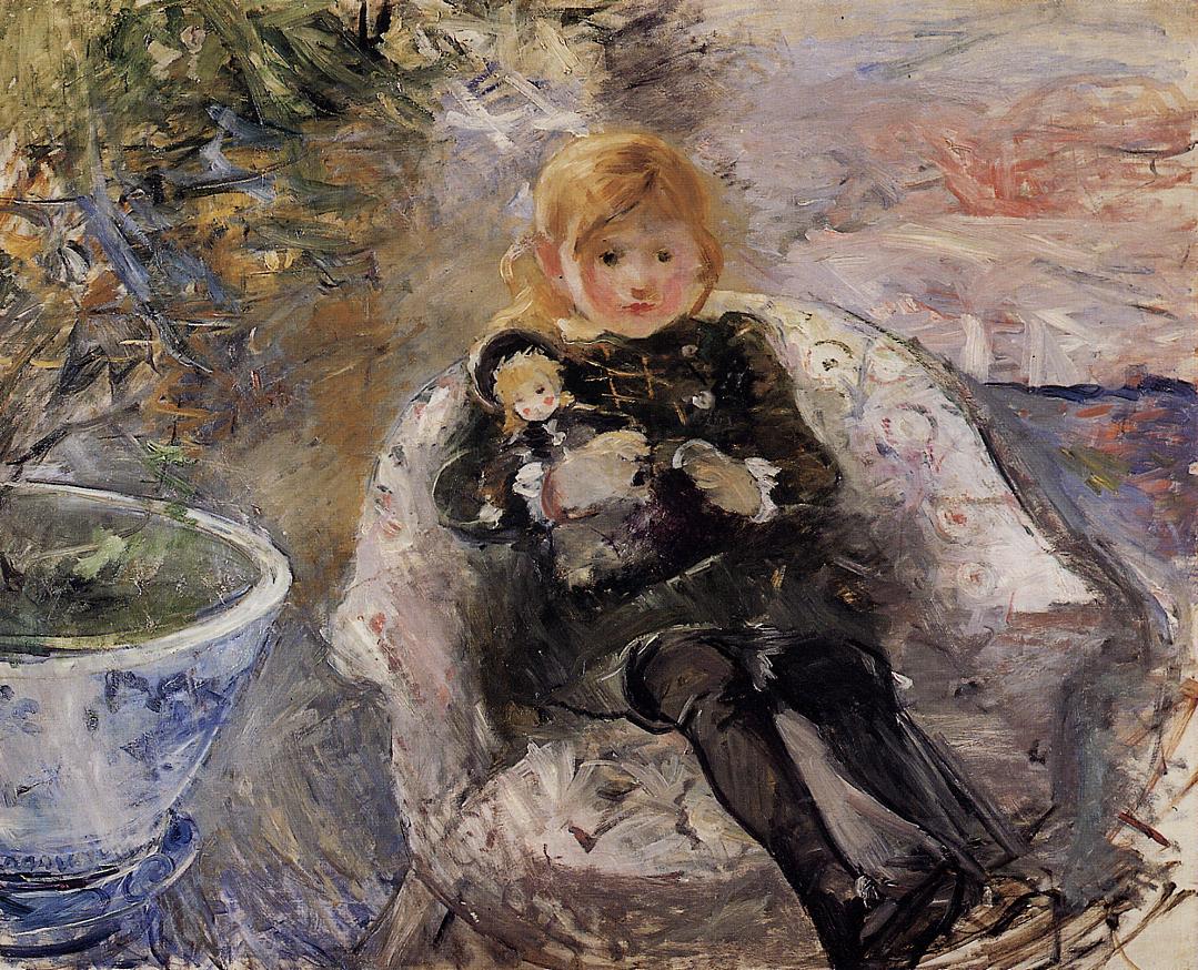 Young Girl with Doll (1884) - Berthe Morisot Tablo