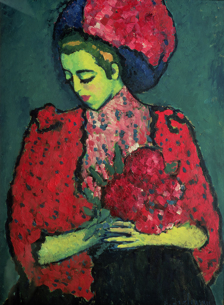 Young Girl with Peonies (1909) - Alexej von Jawlensky Tablo