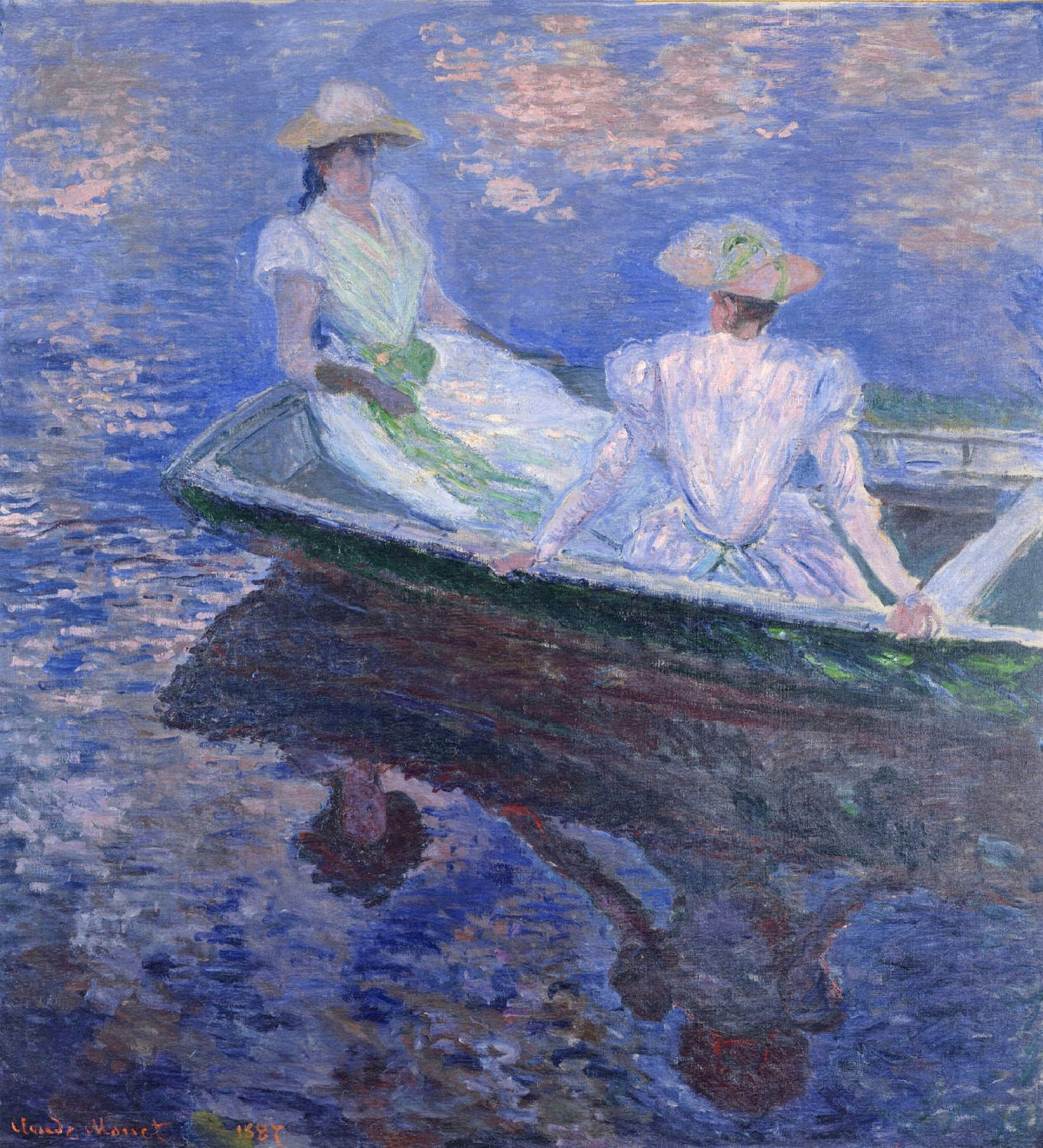 Young Girls in a Row Boat (1887) - Claude Monet Tablo