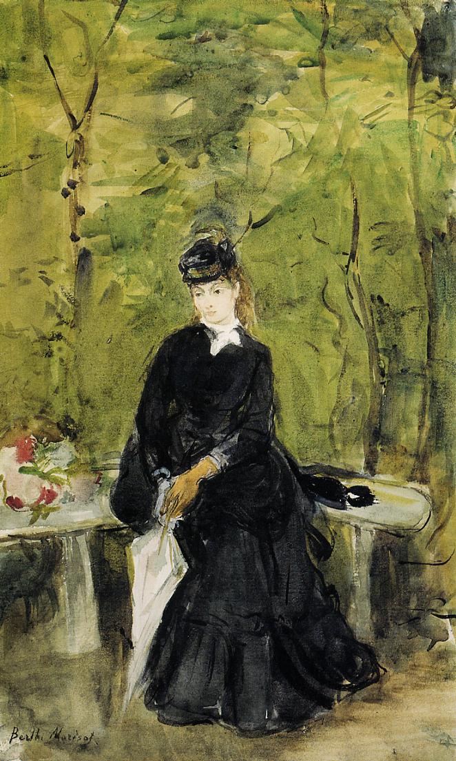 Young Lady Seated on a Bench (1864) - Berthe Morisot Tablo