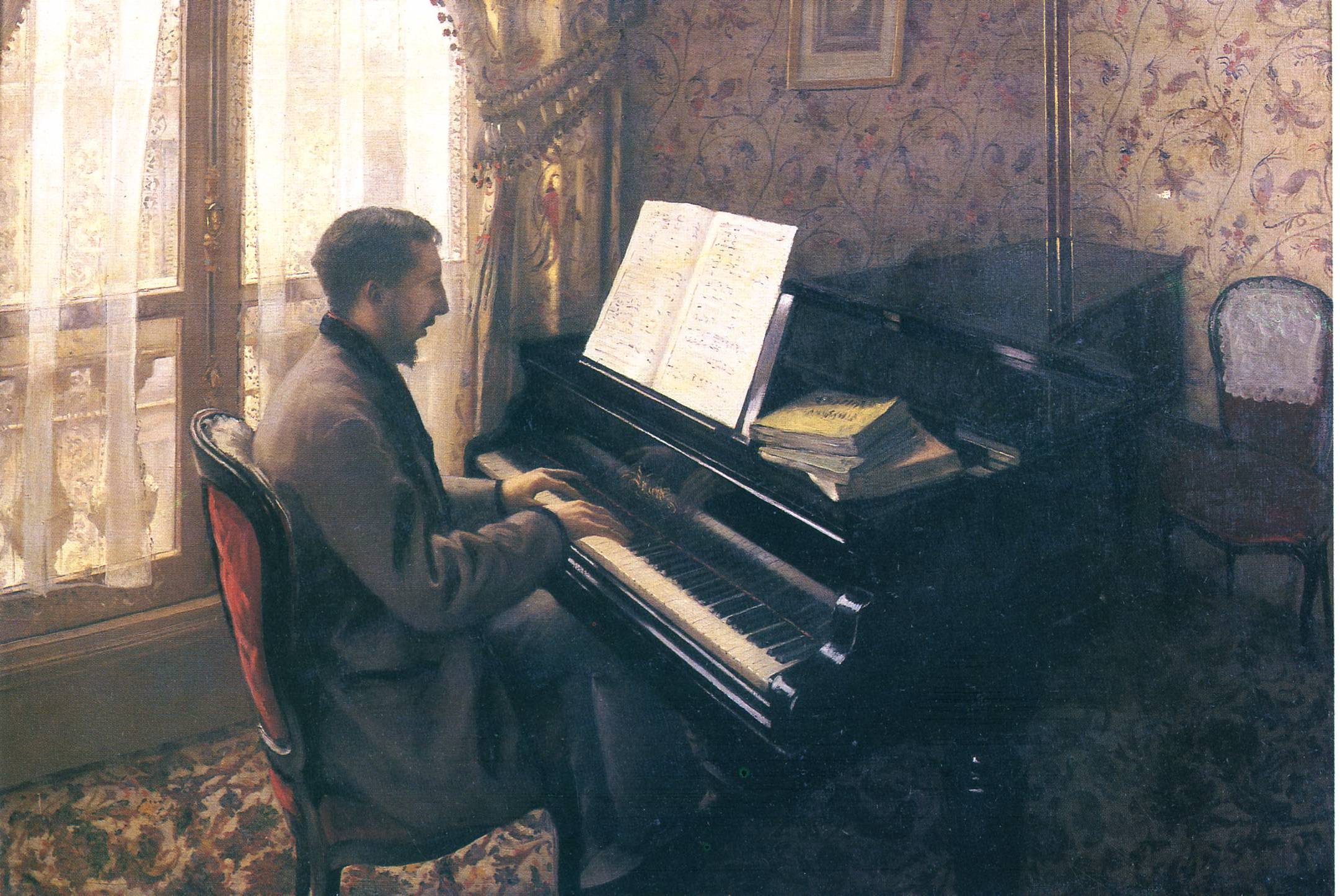 Young Man Playing the Piano (1876) - Gustave Caillebotte Tablo