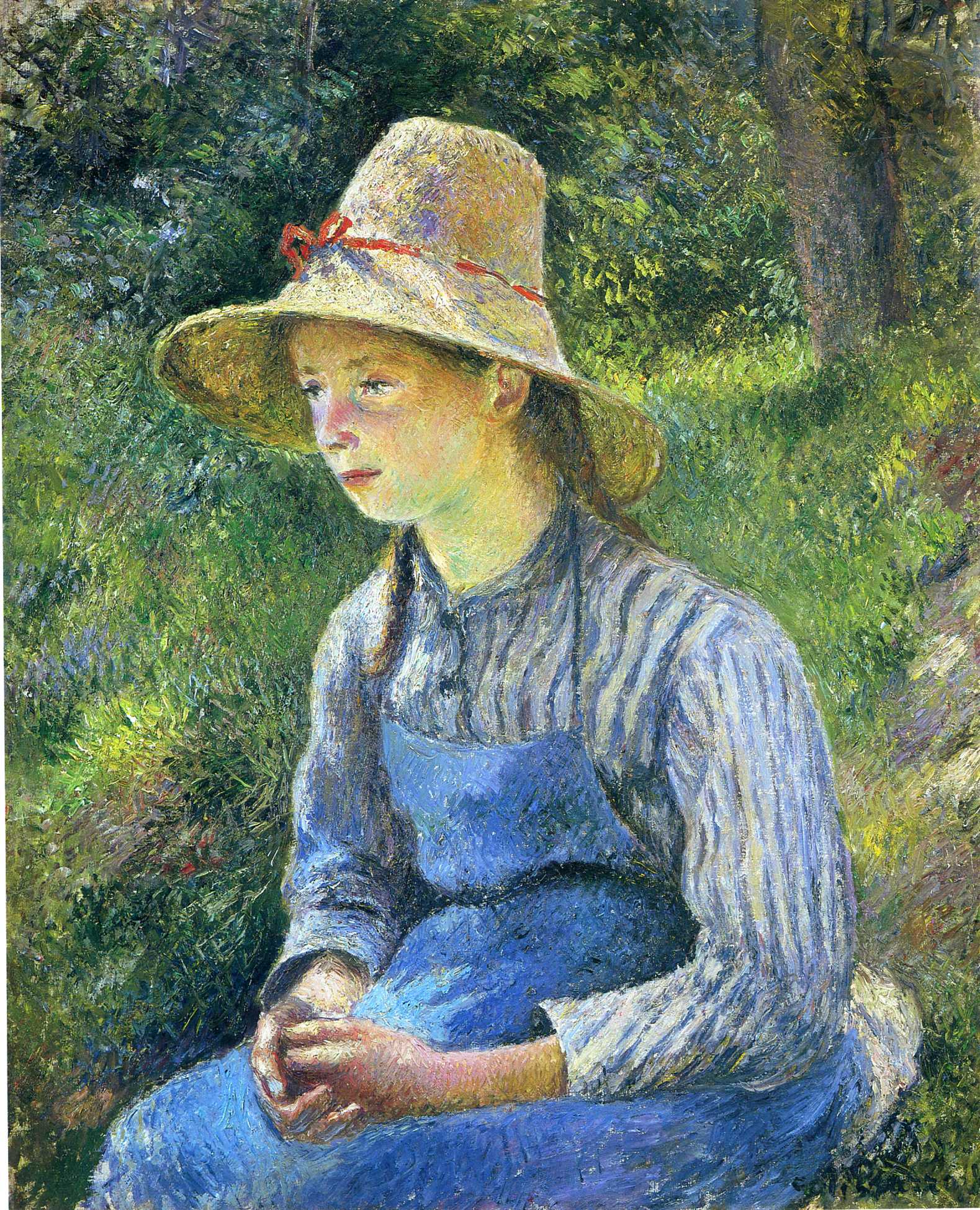 Young Peasant Girl Wearing a Hat (1881) - Camille Pissarro Tablo