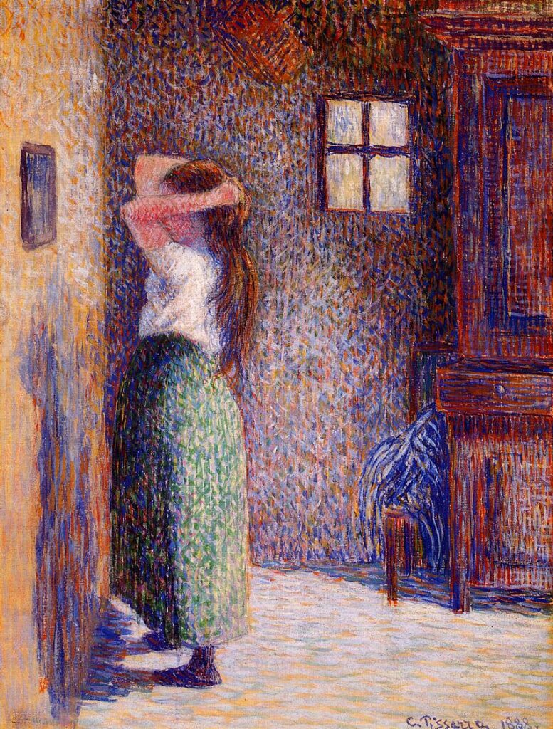 Young Peasant at Her Toilette (1888) - Camille Pissarro Tablo
