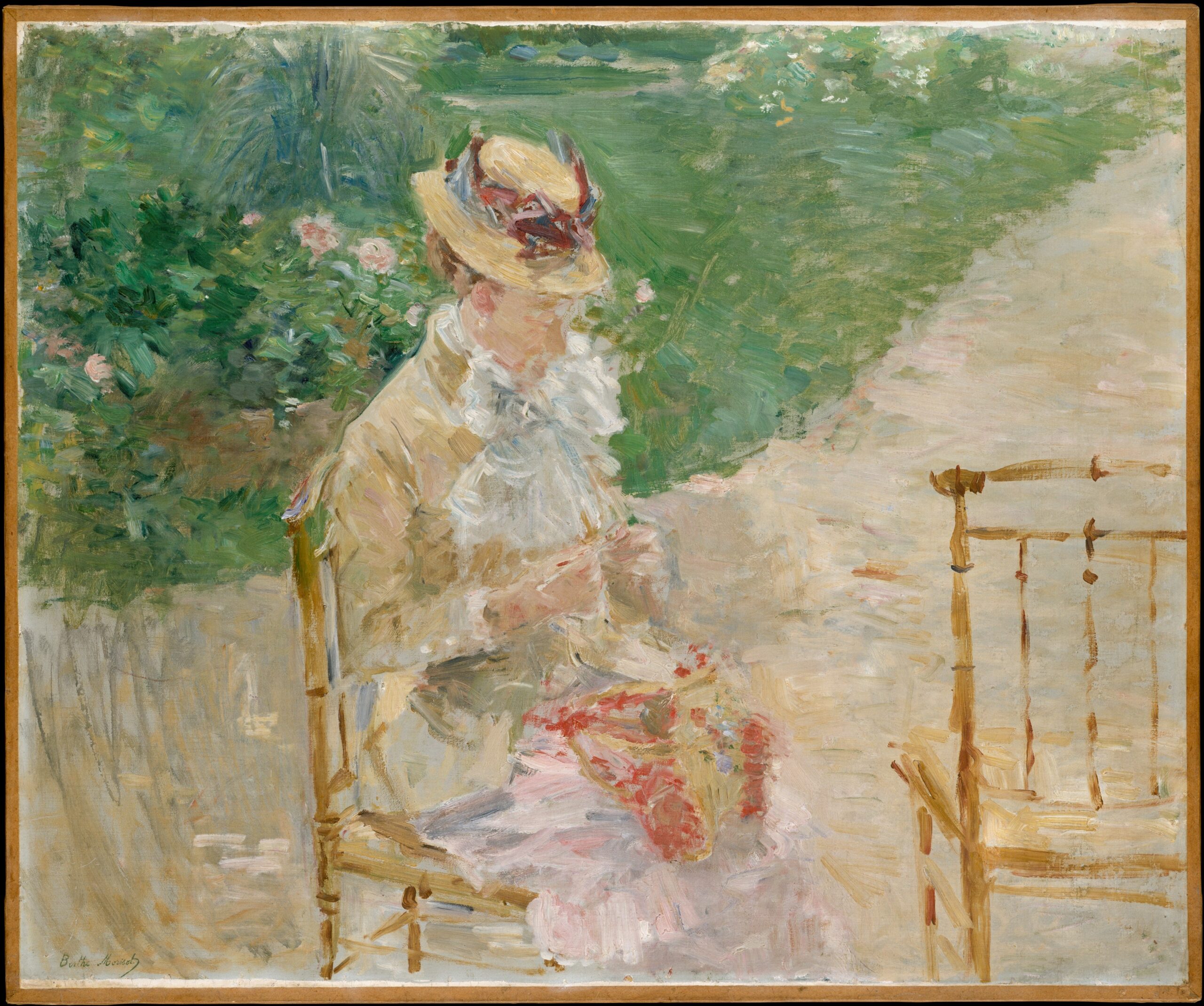 Young Woman Knitting - Berthe Morisot Tablo