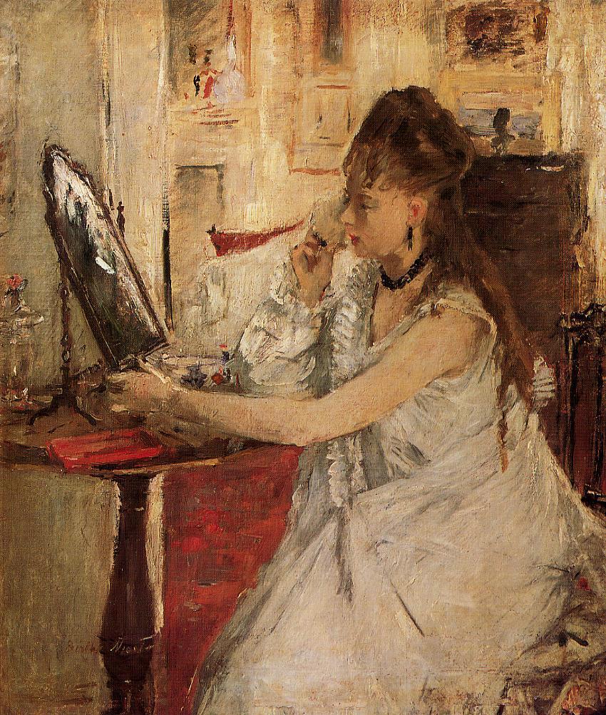 Young Woman Powdering her Face (1877) - Berthe Morisot Tablo