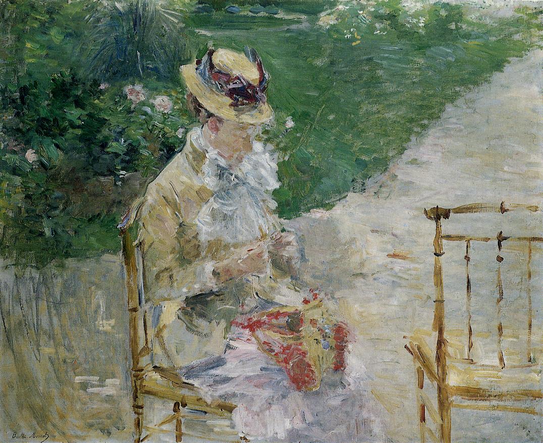 Young Woman Sewing in the Garden (1883) - Berthe Morisot Tablo