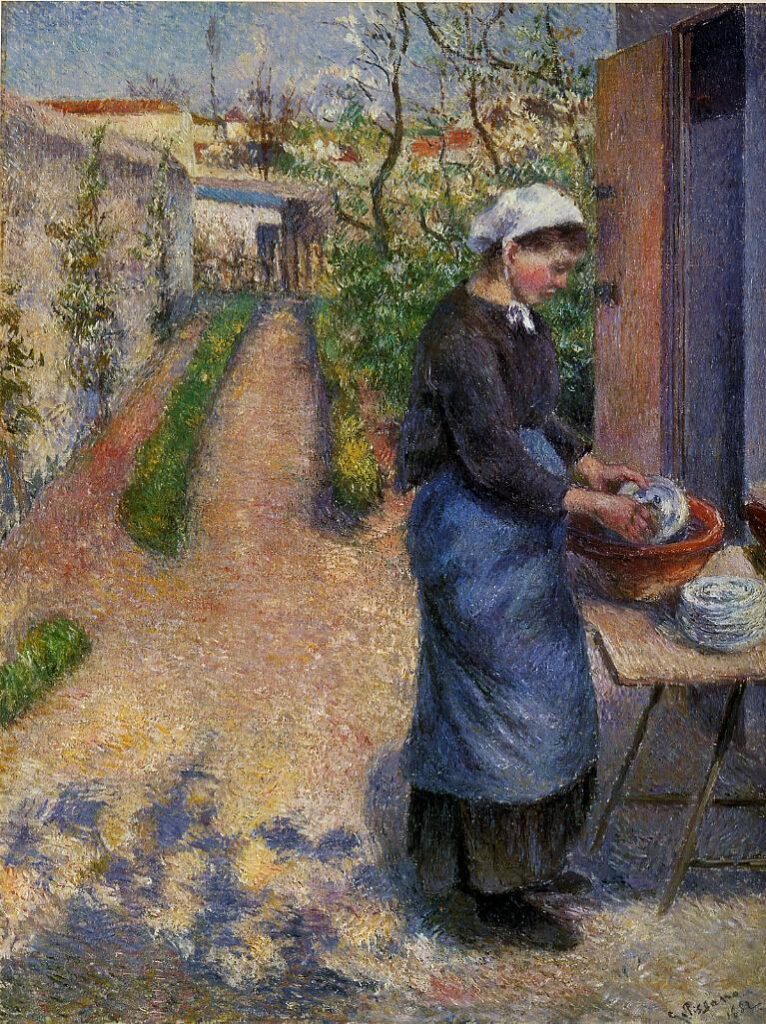 Young Woman Washing Plates (1882) – Camille Pissarro Tablo