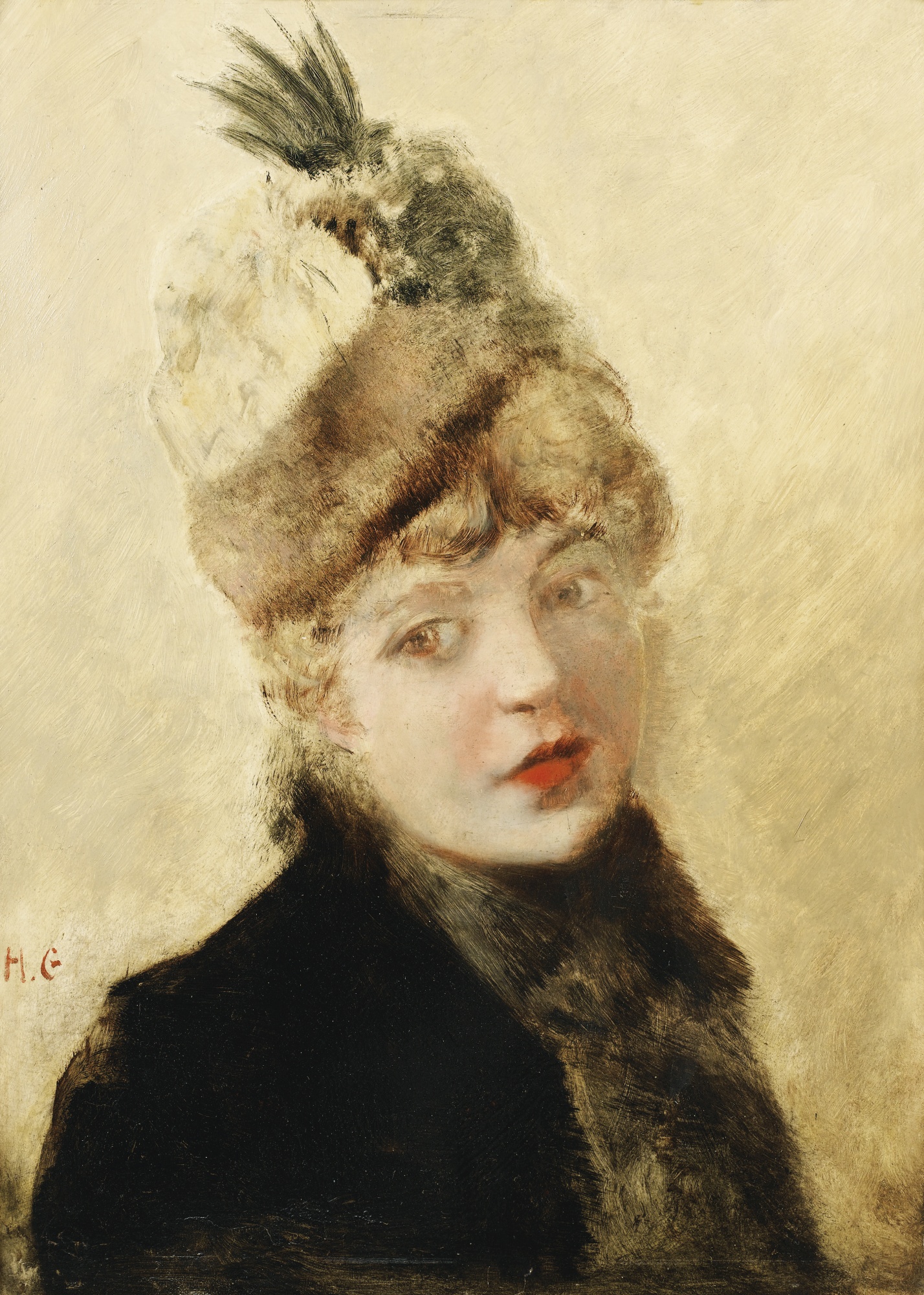 Young Woman Wearing a Hat - Henri Gervex Tablo