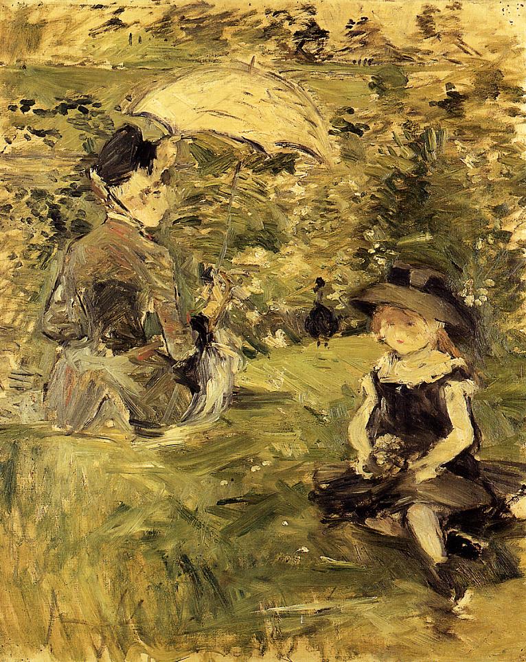 Young Woman and Child on an Isle (1883) - Berthe Morisot Tablo