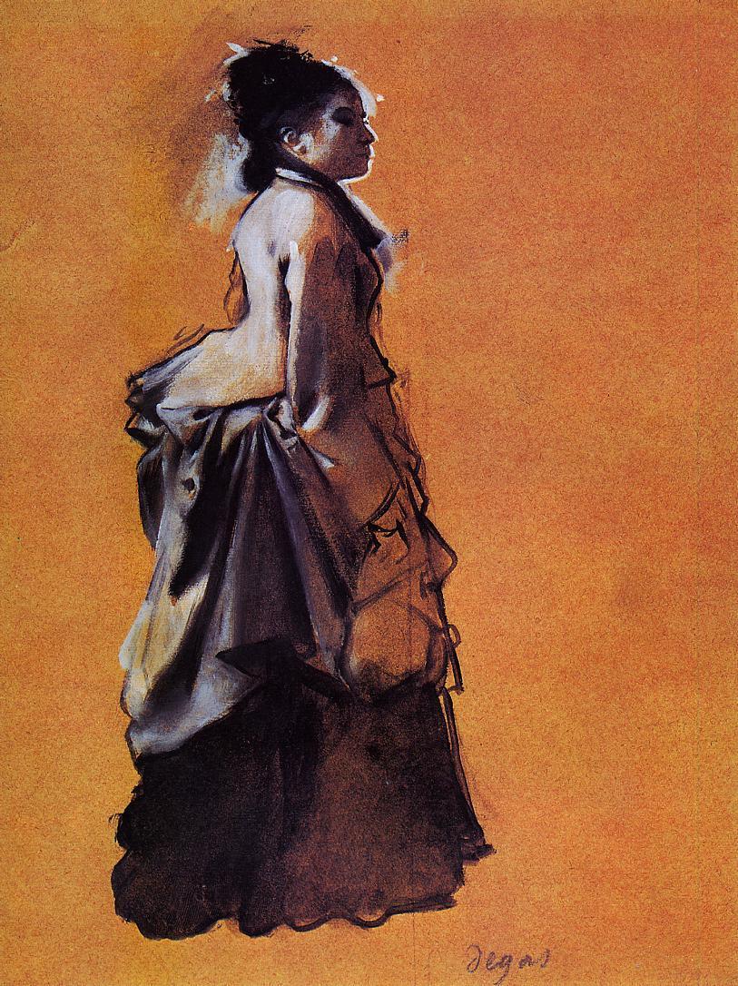 Young Woman in Street Dress (1872) - Edgar Degas Tablo