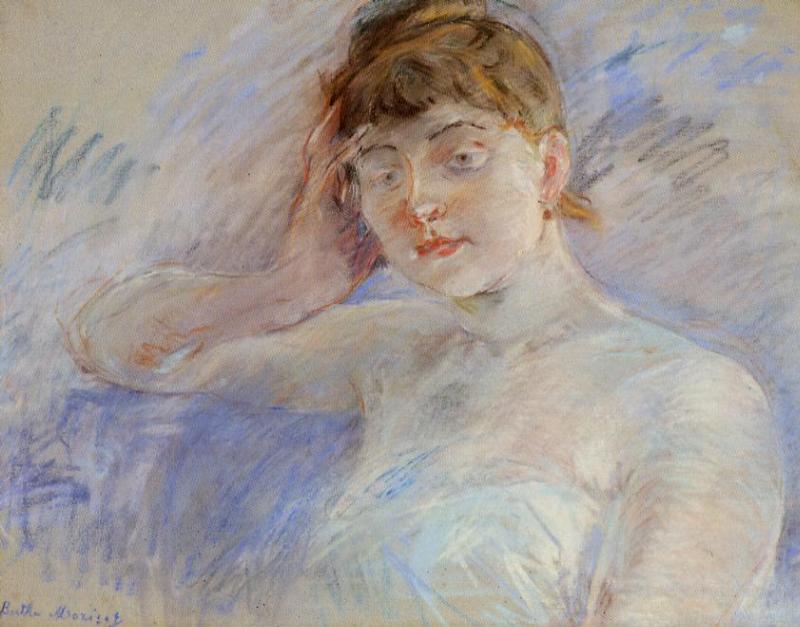 Young Woman in White (aka Isabelle Lemmonier) (1886) - Berthe Morisot Tablo