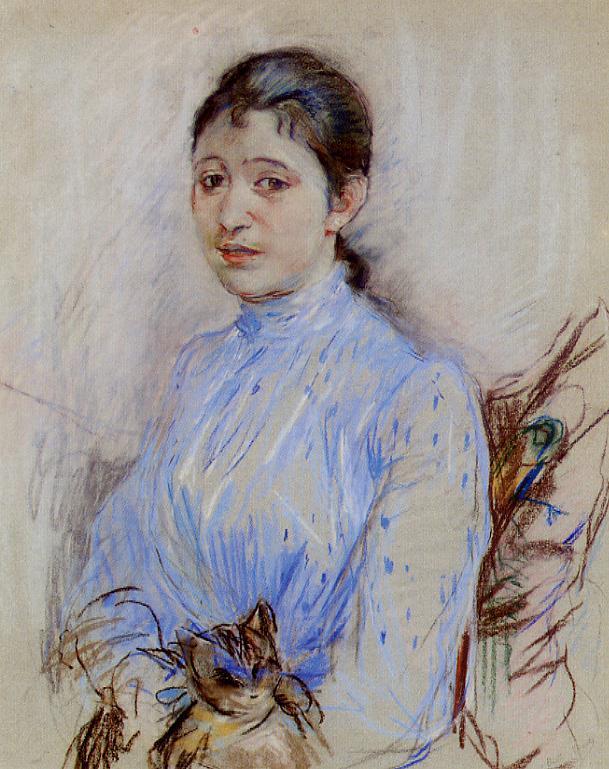 Young Woman in a Blue Blouse (1889) - Berthe Morisot Tablo