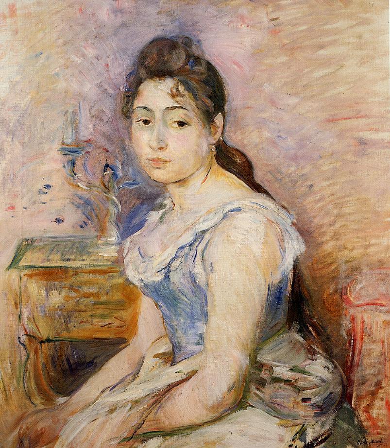 Young Woman in a Blue Blouse (1891) - Berthe Morisot Tablo