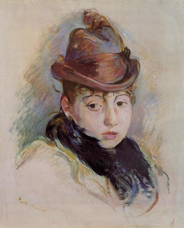 Young Woman in a Hat (Henriette Patte) (1891) - Berthe Morisot Tablo