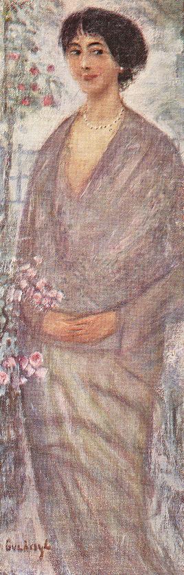 Young Woman with Rose tree (1912) - Lajos Gulácsy Tablo