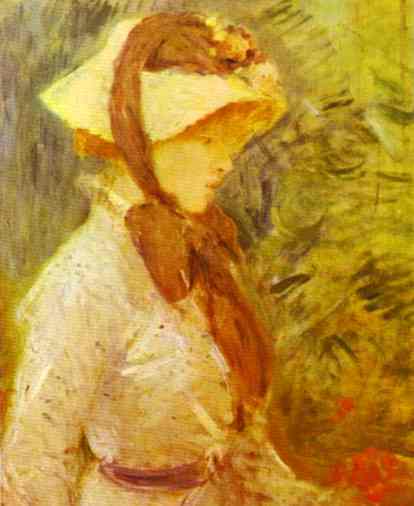 Young Woman with a Straw Hat (1884) - Berthe Morisot Tablo