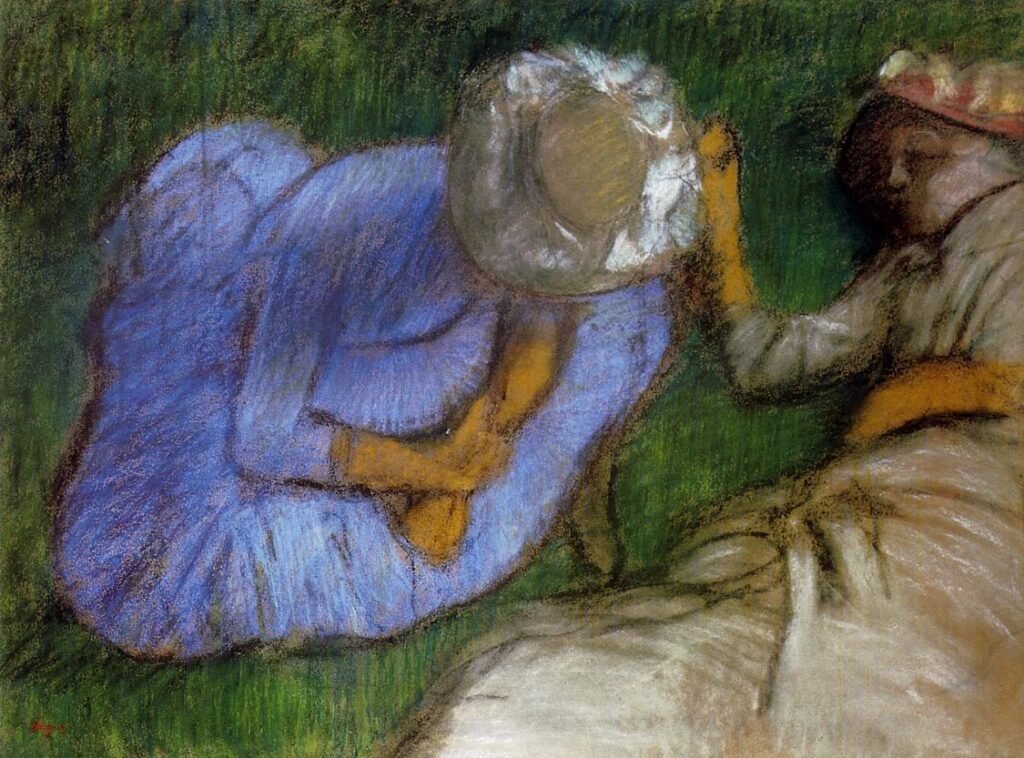 Young Women Resting in a Field (1882) – Edgar Degas Tablo
