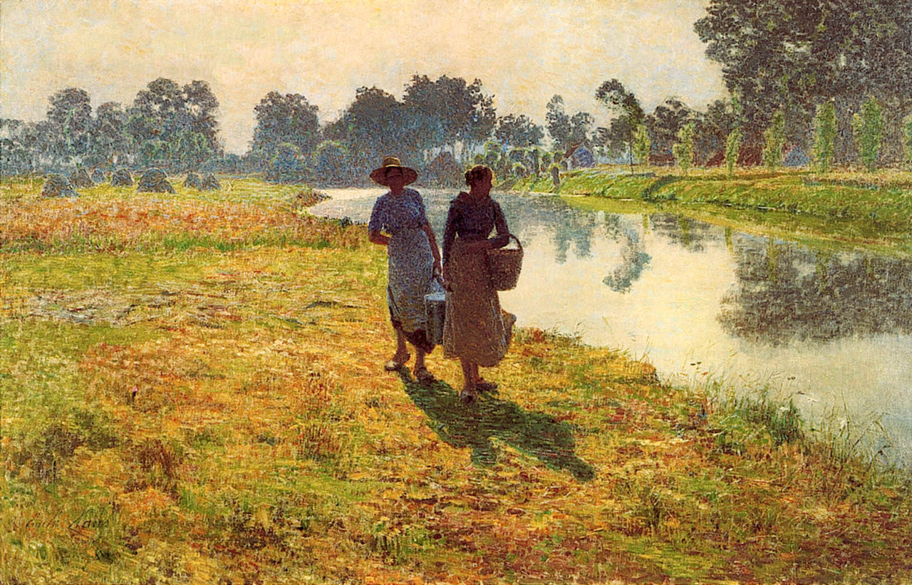 Young peasant women at the leie - Emile Claus Tablo