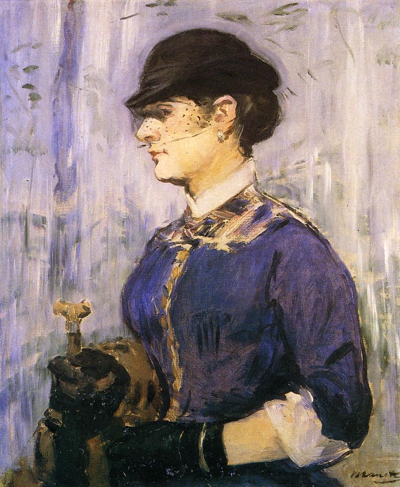 Young woman in a round hat (1877) - Edouard Manet Tablo