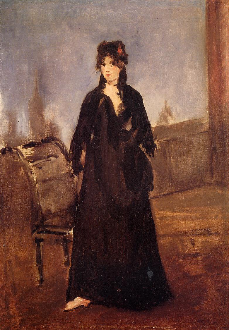 Young woman with a pink shoe (Portrait of Berthe Morisot) (1868) - Edouard Manet Tablo