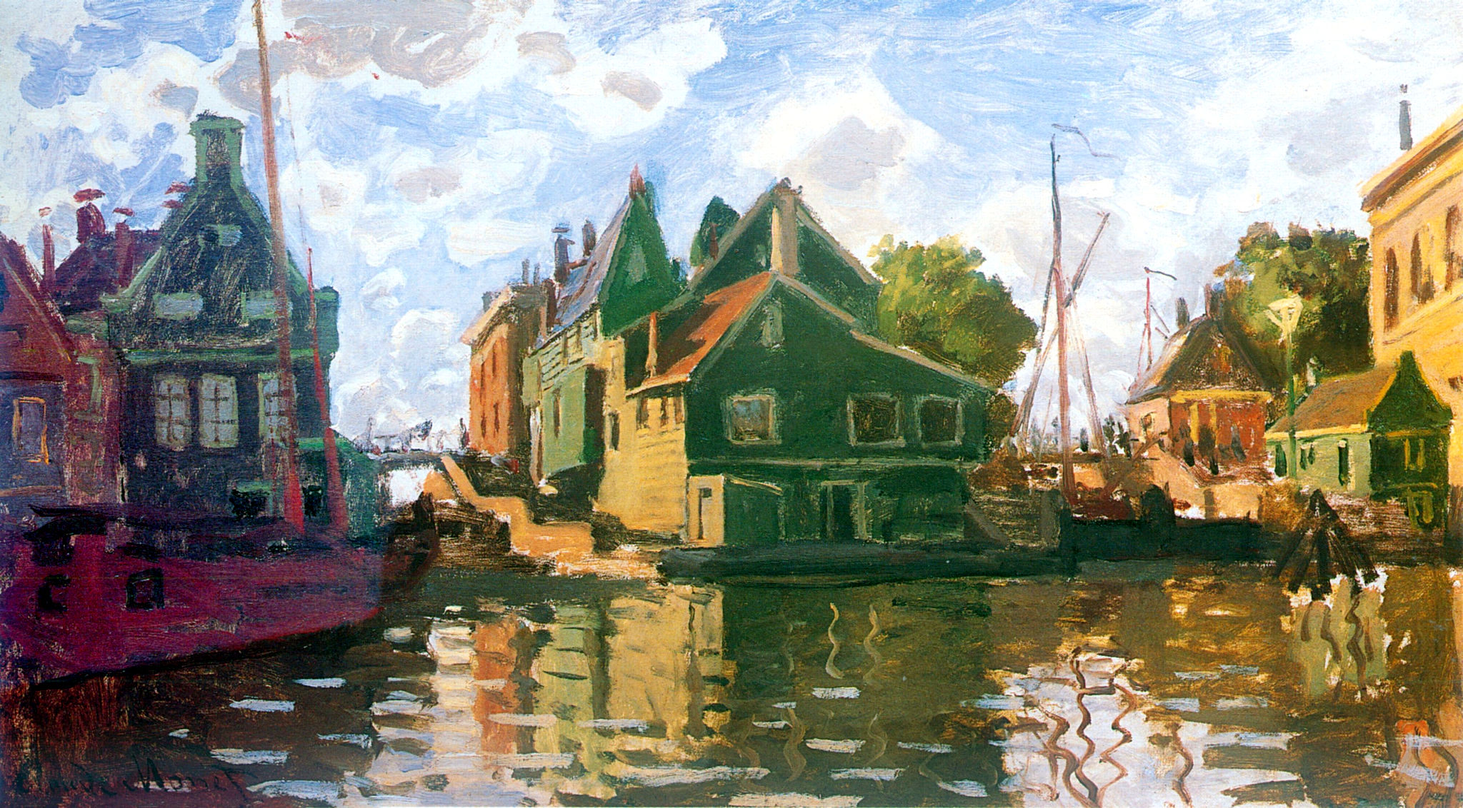 Zaandam, Canal (1871) - Claude Monet Tablo
