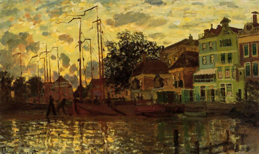 Zaandam, The Dike, Evening (1871) - Claude Monet Tablo