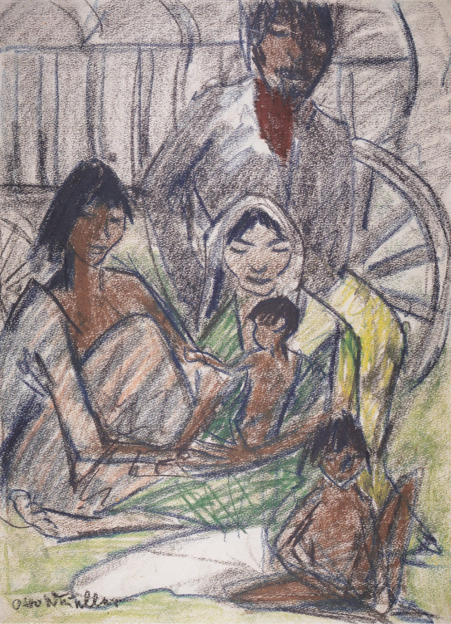 Zigeunerfamilie Am Planwagen - Otto Mueller Tablo