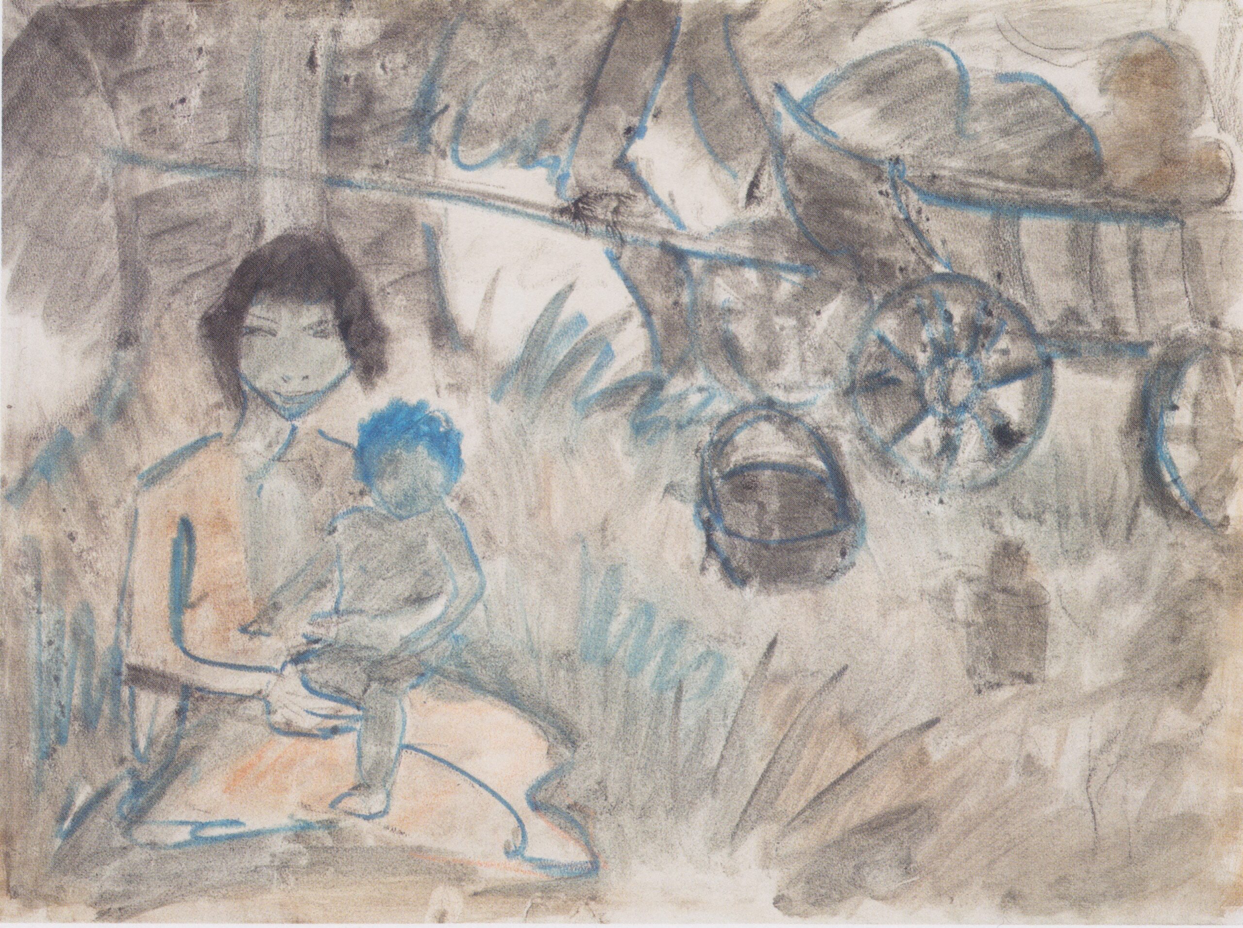 Zigeunermadonna Mit Planwagen (1927) - Otto Mueller Tablo