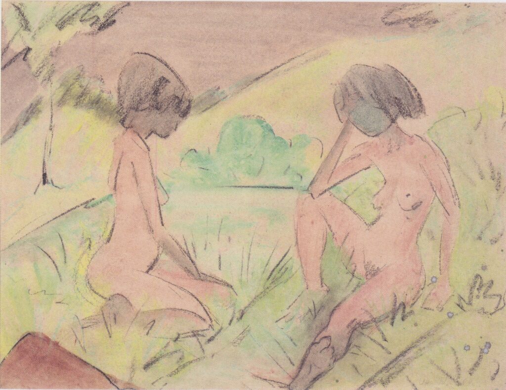 Zwei Akte in Den Dünen (1925) - Otto Mueller Tablo