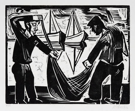 Zwei Fischer mit Netz (1923) - Max Pechstein Tablo